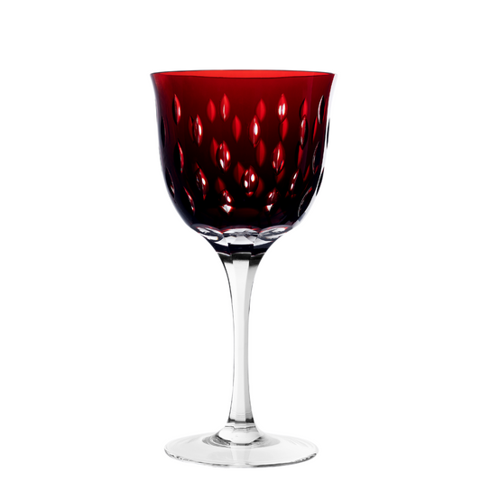 Taça de Cristal Primavera Lapidado 71 P/ Água Vermelho | Cristal Blumenau