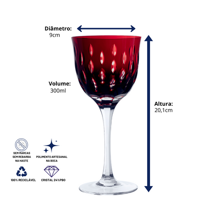 Taça de Cristal Primavera Lapidado 71 P/ Vinho Tinto Vermelho | Cristal Blumenau