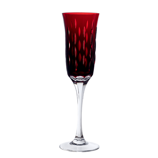 Taça de Cristal Primavera Lapidado 71 P/ Champagne Vermelho | Cristal Blumenau