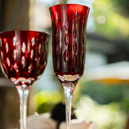 Taça de Cristal Primavera Lapidado 71 P/ Champagne Vermelho | Cristal Blumenau