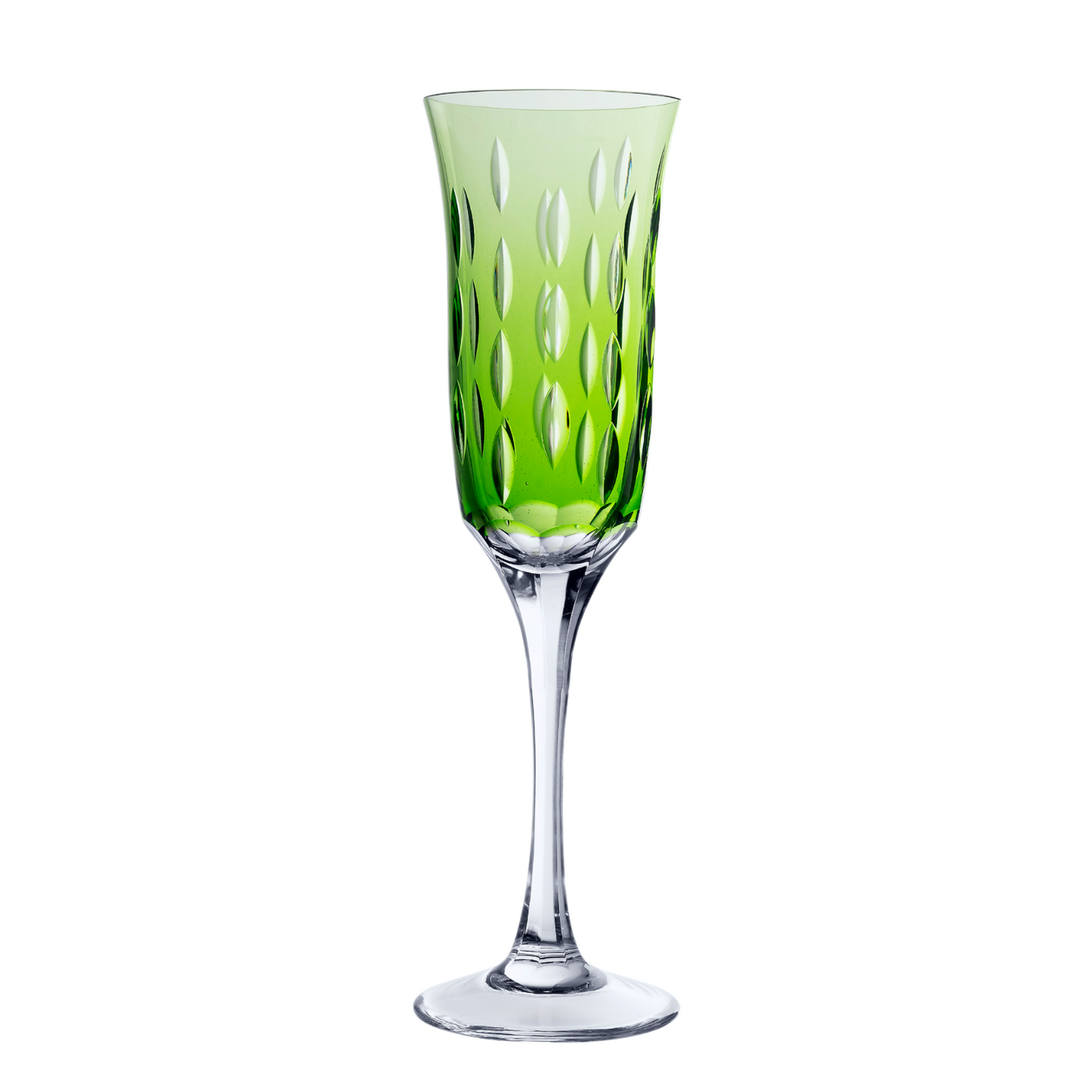 Taça de Cristal Primavera Lapidado 71 P/ Champagne Verde Claro | Cristal Blumenau