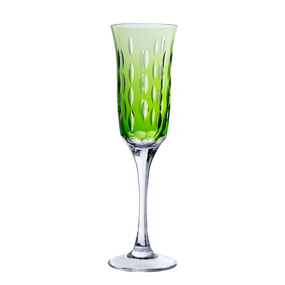 Taça de Cristal Primavera Lapidado 71 P/ Champagne Verde Claro | Cristal Blumenau