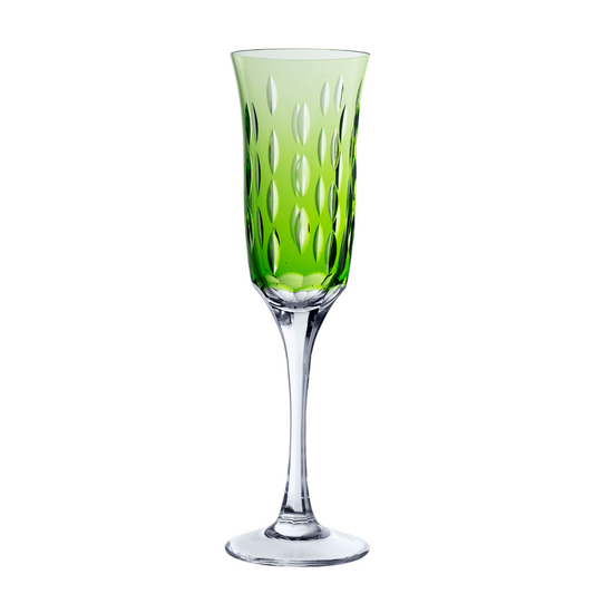 Taça de Cristal Primavera Lapidado 71 P/ Champagne Verde Claro | Cristal Blumenau