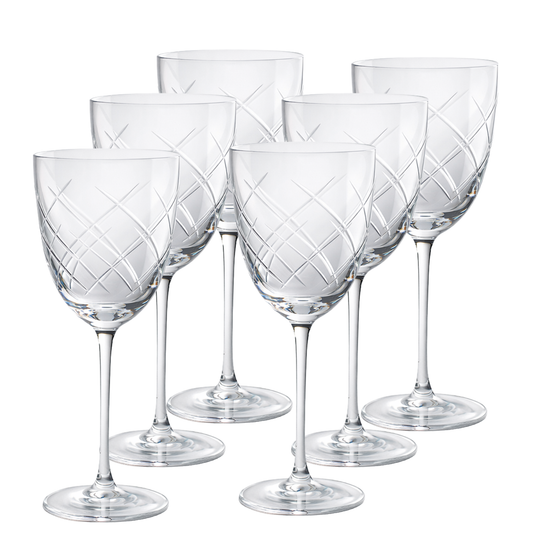 Jogo de 6 Taças de Cristal Imperial Lapidado 33 P/ Vinho Tinto | Cristal Blumenau