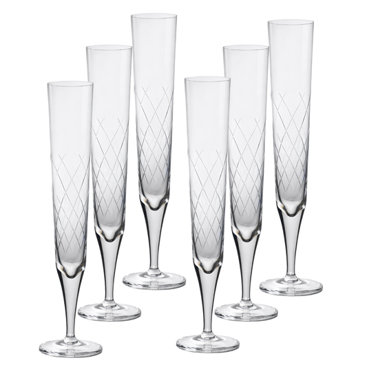 Jogo de 6 Taças de Cristal Imperial Lapidado 33 P/ Champagne | Cristal Blumenau