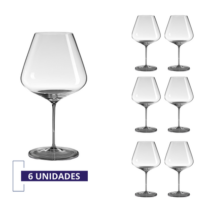 Jogo de 6 Taças de Cristal Borgonha Vinho Tinto 892ml | Cristal Blumenau