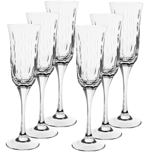 Jogo de 6 Taças de Cristal Primavera Lapidado 71 P/ Champagne | Cristal Blumenau