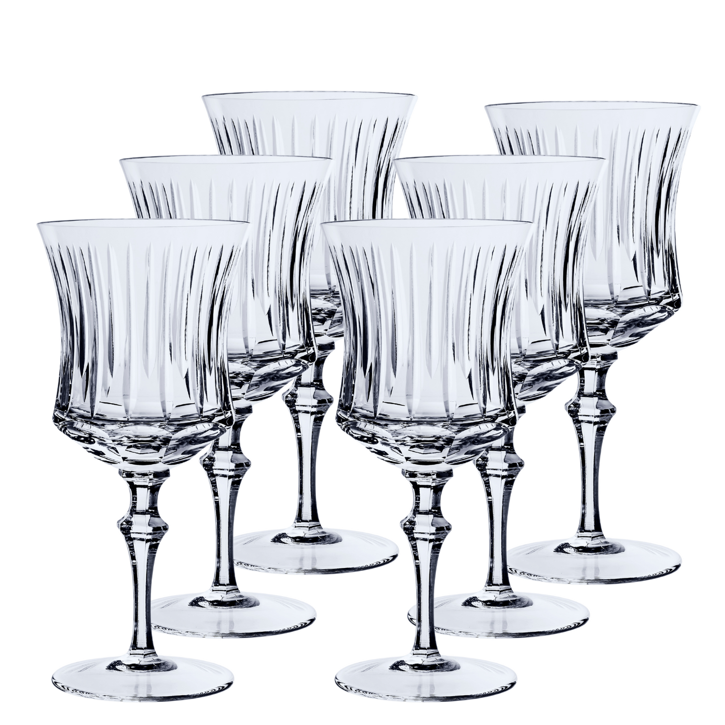 Jogo de 6 Taças de Cristal Línea Lapidado 72 P/ Vinho | Cristal Blumenau