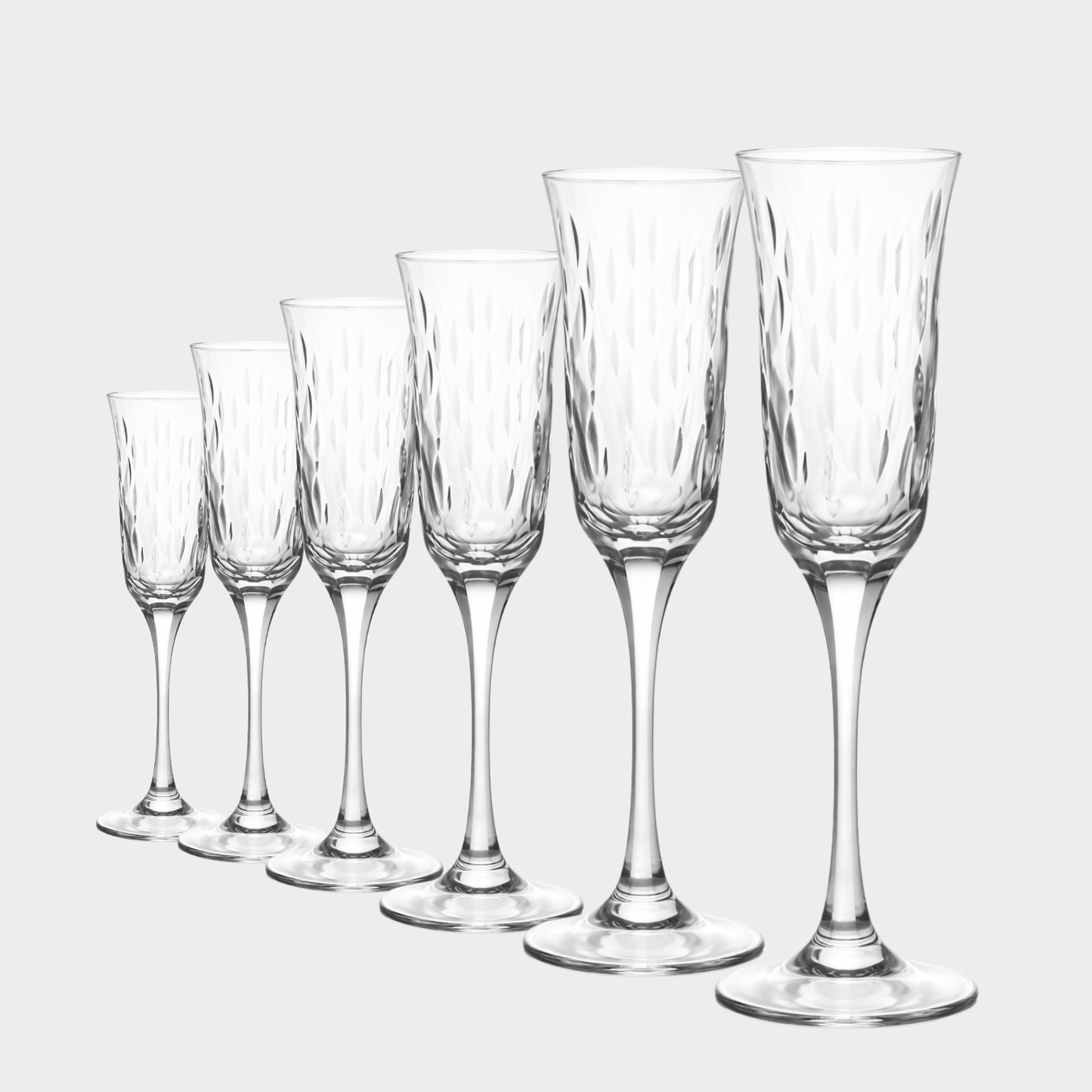 Jogo de 6 Taças de Cristal Gotas Lapidado 71 P/ Champagne | Cristal Blumenau