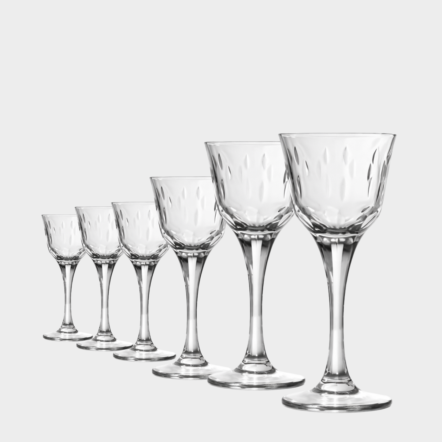 Jogo de 6 Taças de Cristal Gotas Lapidado 71 P/ Licor | Cristal Blumenau