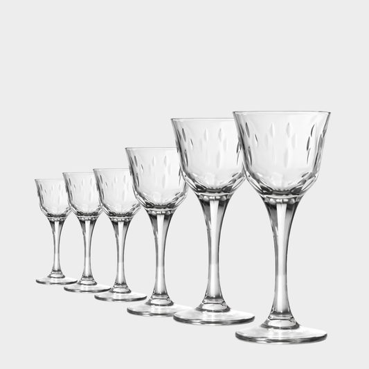 Jogo de 6 Taças de Cristal Gotas Lapidado 71 P/ Licor | Cristal Blumenau