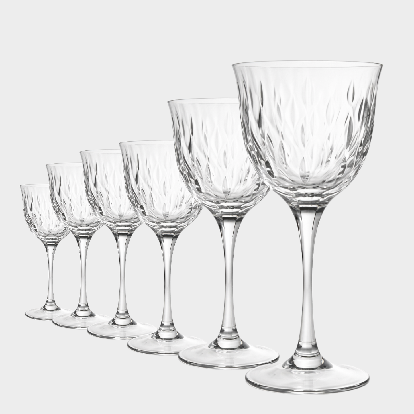 Jogo de 6 Taças de Cristal Gotas Lapidado 71 P/ Vinho Tinto | Cristal Blumenau