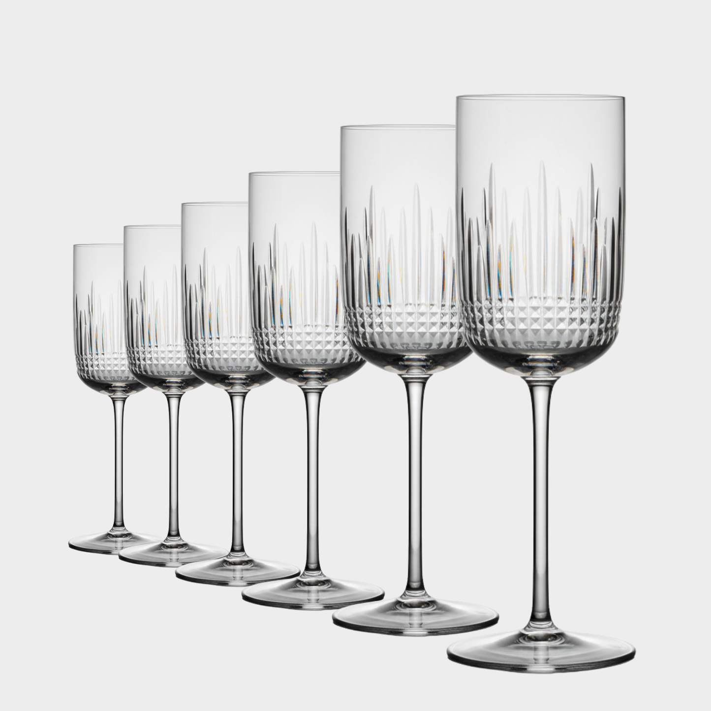 Jogo de 6 Taças de Cristal Traços Lapidado 42 P/ Vinho Tinto | Cristal Blumenau