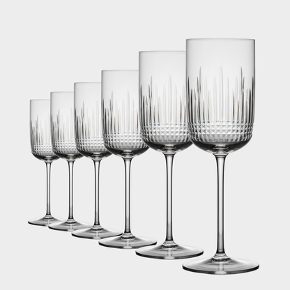 Jogo de 6 Taças de Cristal Traços Lapidado 42 P/ Vinho Tinto | Cristal Blumenau