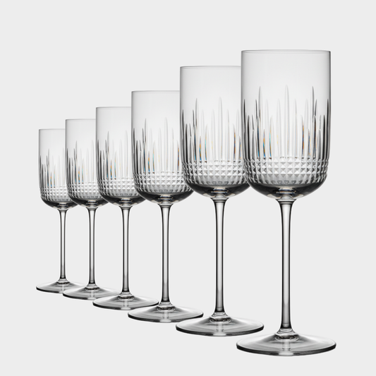 Jogo de 6 Taças de Cristal Traços Lapidado 42 P/ Vinho Tinto | Cristal Blumenau