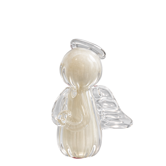 Mini Anjo Uriel em Cristal Murano Decorativo - Branco