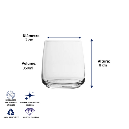 Copo de Cristal Square para Whisky 350ml | Cristal Blumenau