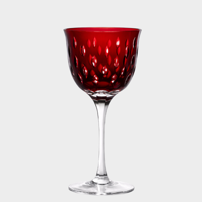 Taça de Cristal Gotas Lapidado 71 P/ Água Vermelho | Cristal Blumenau
