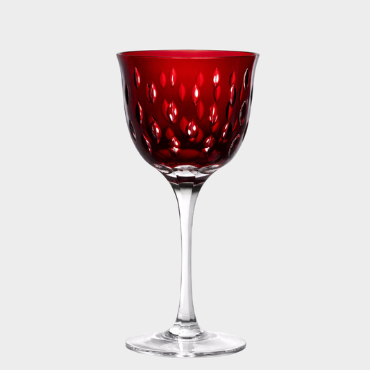 Taça de Cristal Gotas Lapidado 71 P/ Água Vermelho | Cristal Blumenau