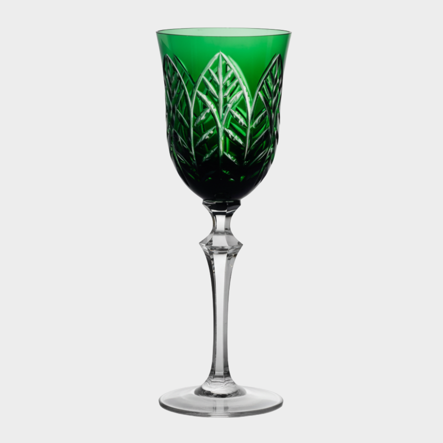 Taça de Cristal Botânica Lapidado 73 P/ Água Verde Escuro | Cristal Blumenau