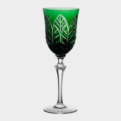 Taça de Cristal Botânica Lapidado 73 P/ Água Verde Escuro | Cristal Blumenau