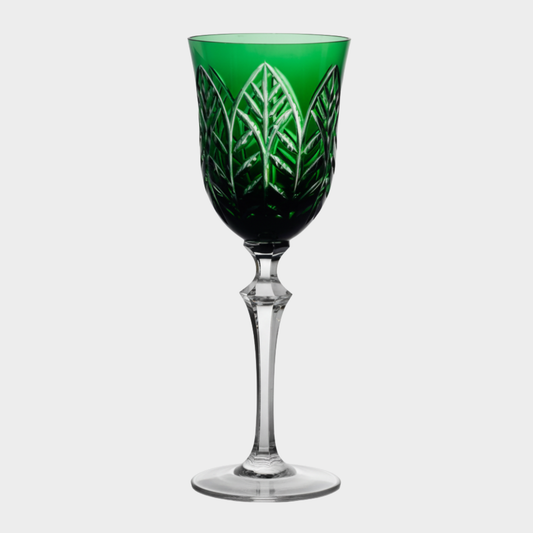 Taça de Cristal Botânica Lapidado 73 P/ Água Verde Escuro | Cristal Blumenau