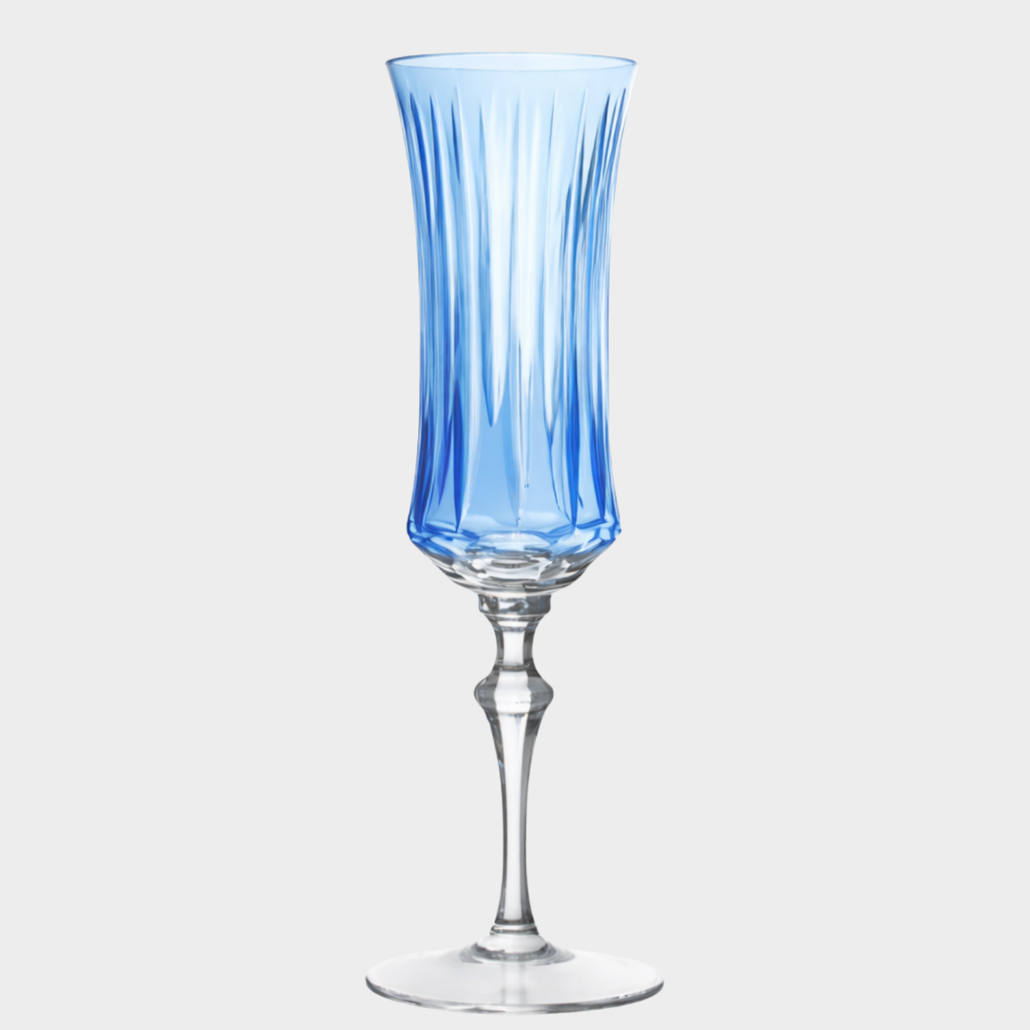 Taça de Cristal Clássica Lapidado 72 P/ Champagne - Azul Claro | Cristal Blumenau
