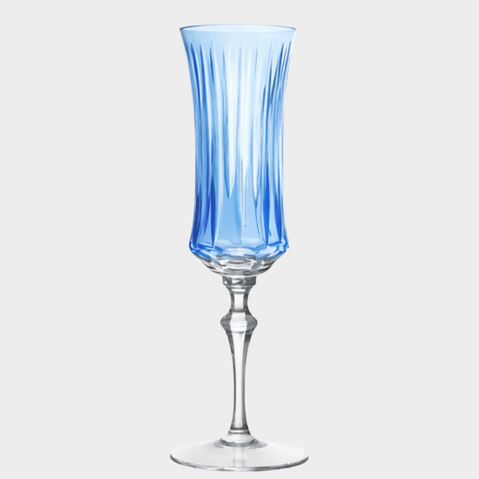 Taça de Cristal Clássica Lapidado 72 P/ Champagne - Azul Claro | Cristal Blumenau