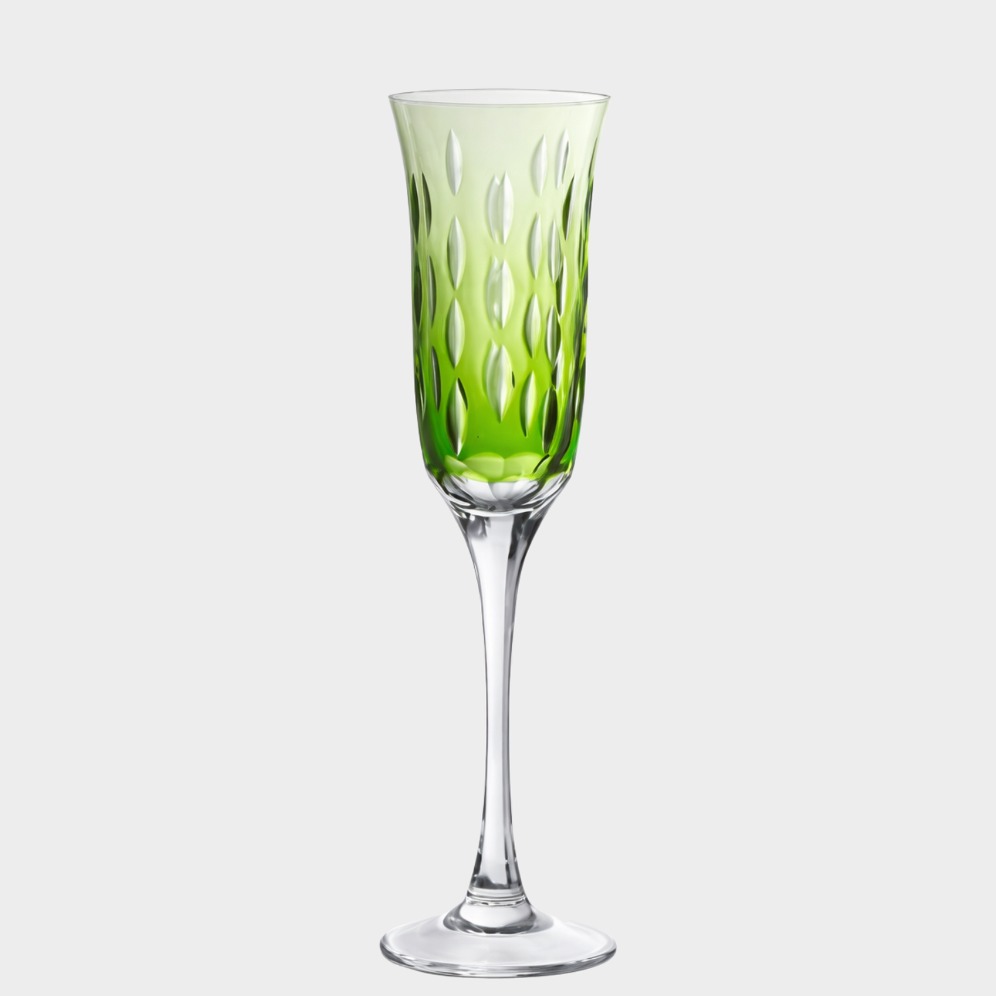 Taça de Cristal Gotas Lapidado 71 P/ Champagne Verde Claro | Cristal Blumenau
