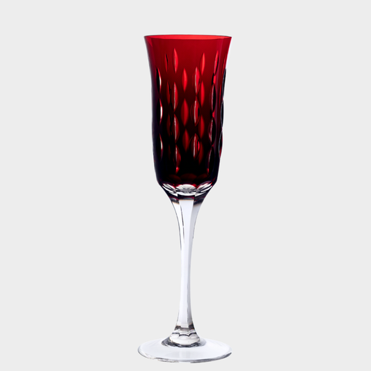 Taça de Cristal Gotas Lapidado 71 P/ Champagne Vermelho | Cristal Blumenau