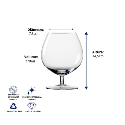 Taça de Cristal Cognac Clássica 770ml | Cristal Blumenau