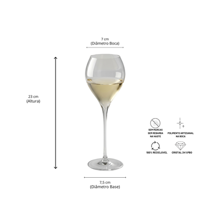 Jogo de 6 Taças de Cristal Grande Balão para Espumante 307ml | Cristal Blumenau