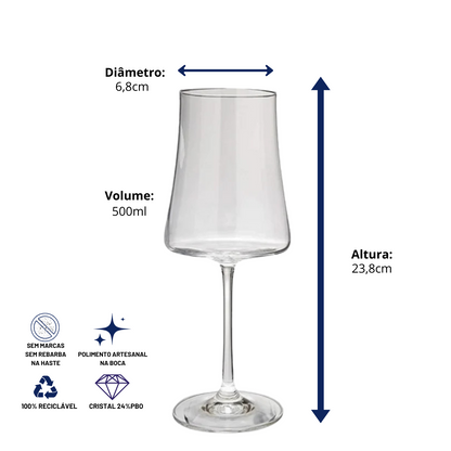 Taça de Cristal Nebbiolo para Vinho Tinto 500ml | Cristal Blumenau