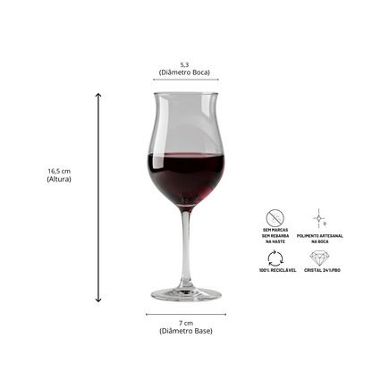 Jogo de 6 Taças de Cristal Porto Gaia para Vinho Tinto | Cristal Blumenau