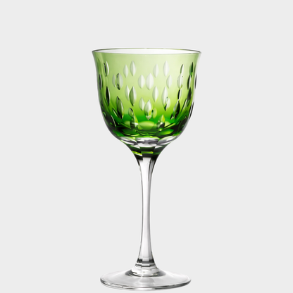 Taça de Cristal Gotas Lapidado 71 P/ Vinho Tinto Verde Claro | Cristal Blumenau