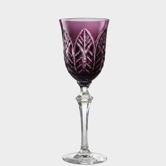 Taça de Cristal Botânica Lapidado 73 P/ Vinho Ametista | Cristal Blumenau