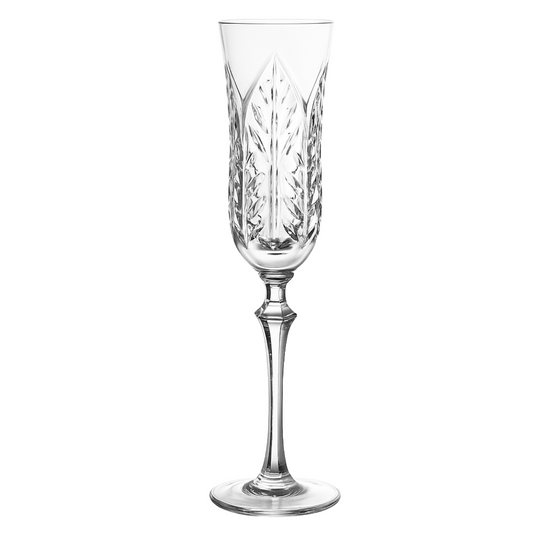 Taça de Cristal Feuillage Lapidado 73 P/ Champagne | Cristal Blumenau