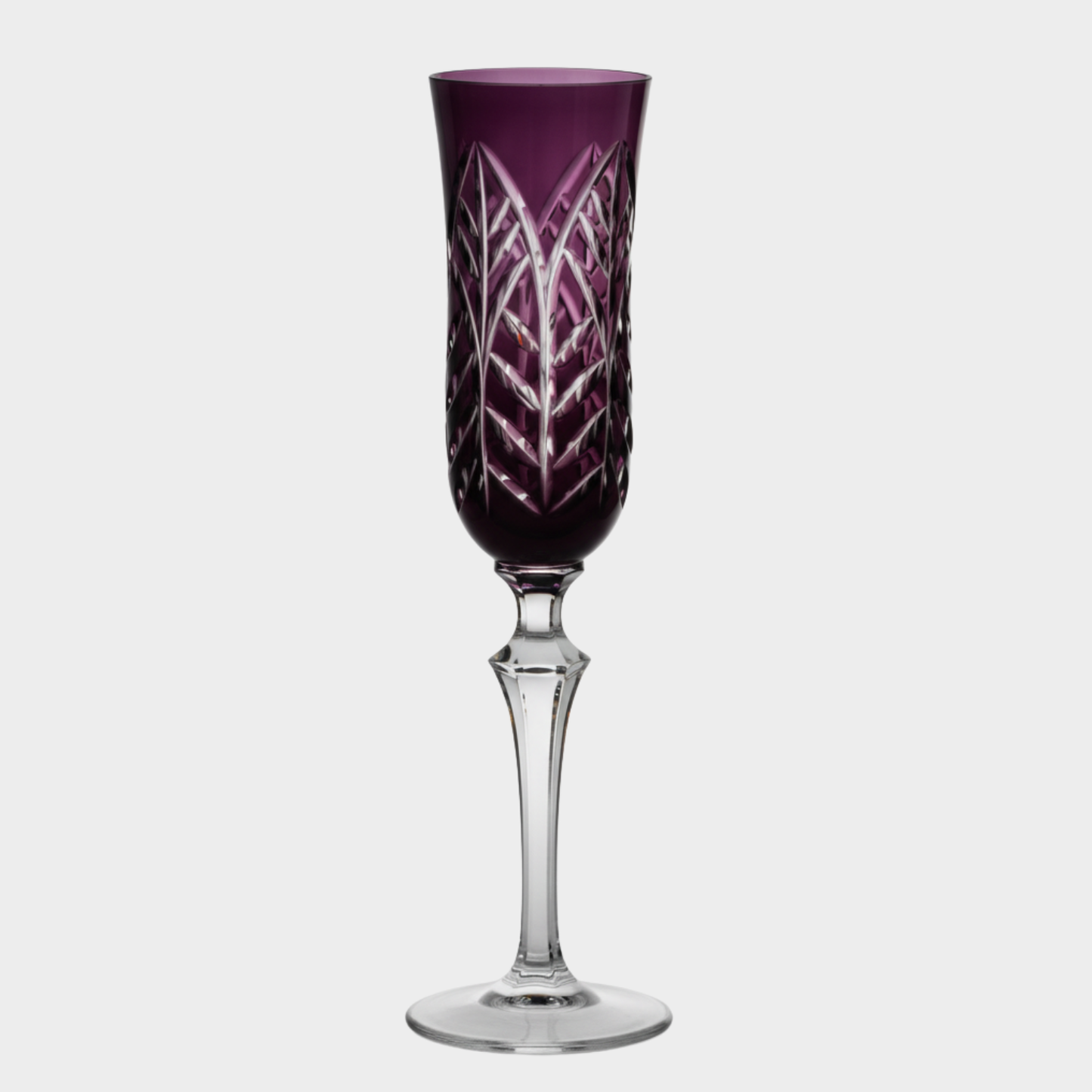 Taça de Cristal Botânica Lapidado 73 P/ Champagne Ametista | Cristal Blumenau