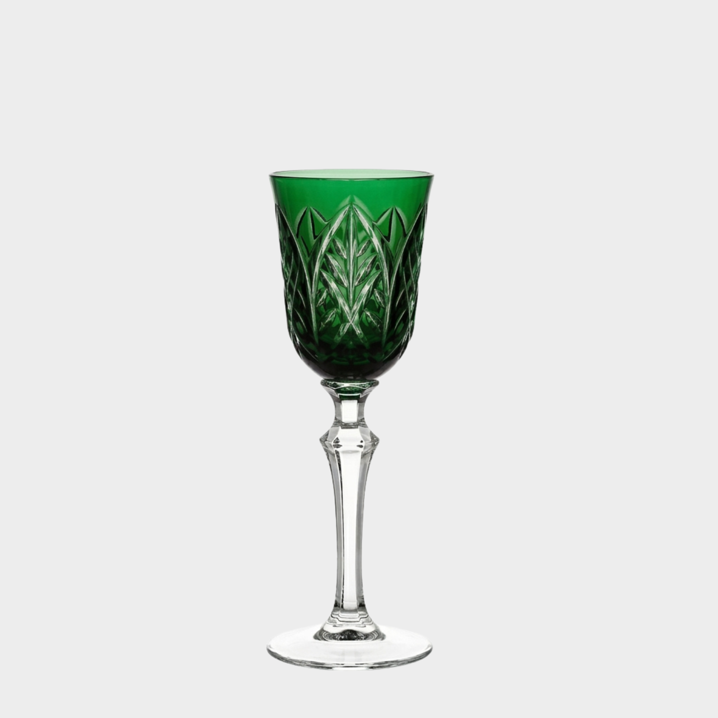 Taça de Cristal Botânica Lapidado 73 P/ Licor Verde Escuro | Cristal Blumenau