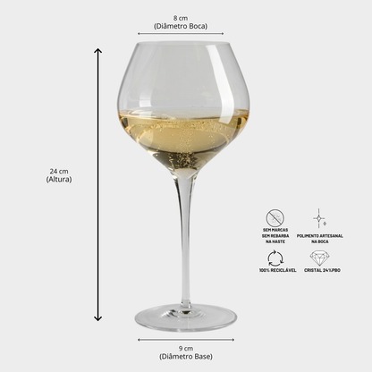 Jogo com 6 Taças de Cristal Perlage para Champagne 450ml | Cristal Blumenau
