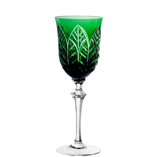 Taça de Cristal Feuillage Lapidado 73 P/ Vinho Verde Escuro | Cristal Blumenau